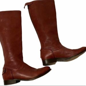 Frye Melissa red/maroon back snap riding boot